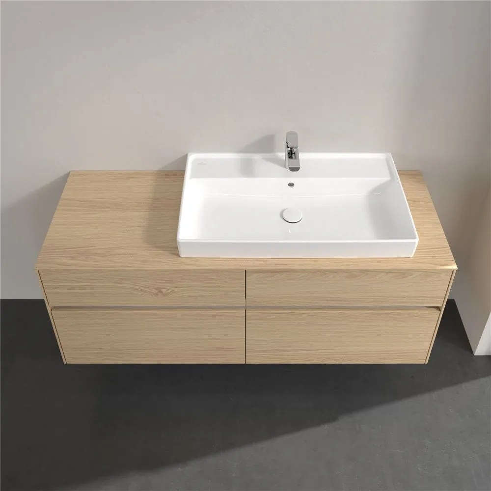 VILLEROY &amp; BOCH Collaro závesná skrinka pod umývadlo na dosku (umývadlo vpravo), 4 zásuvky, s LED osvetlením, 1400 x 500 x 548 mm, Nordic Oak, C090B0VJ