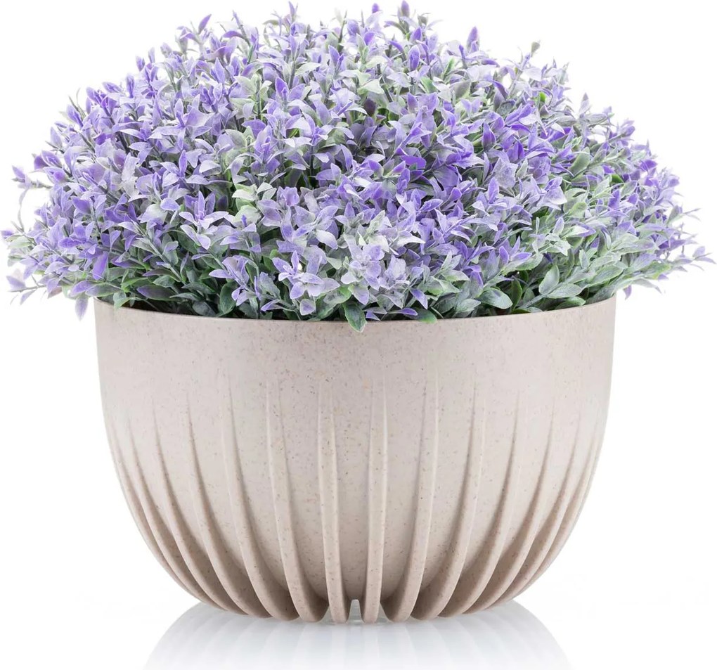 PLASTOVÝ KVETINÁČ STRIPPED ECO SADA 2KS 16X30 CM+15X24 CM BÉŽOVÁ