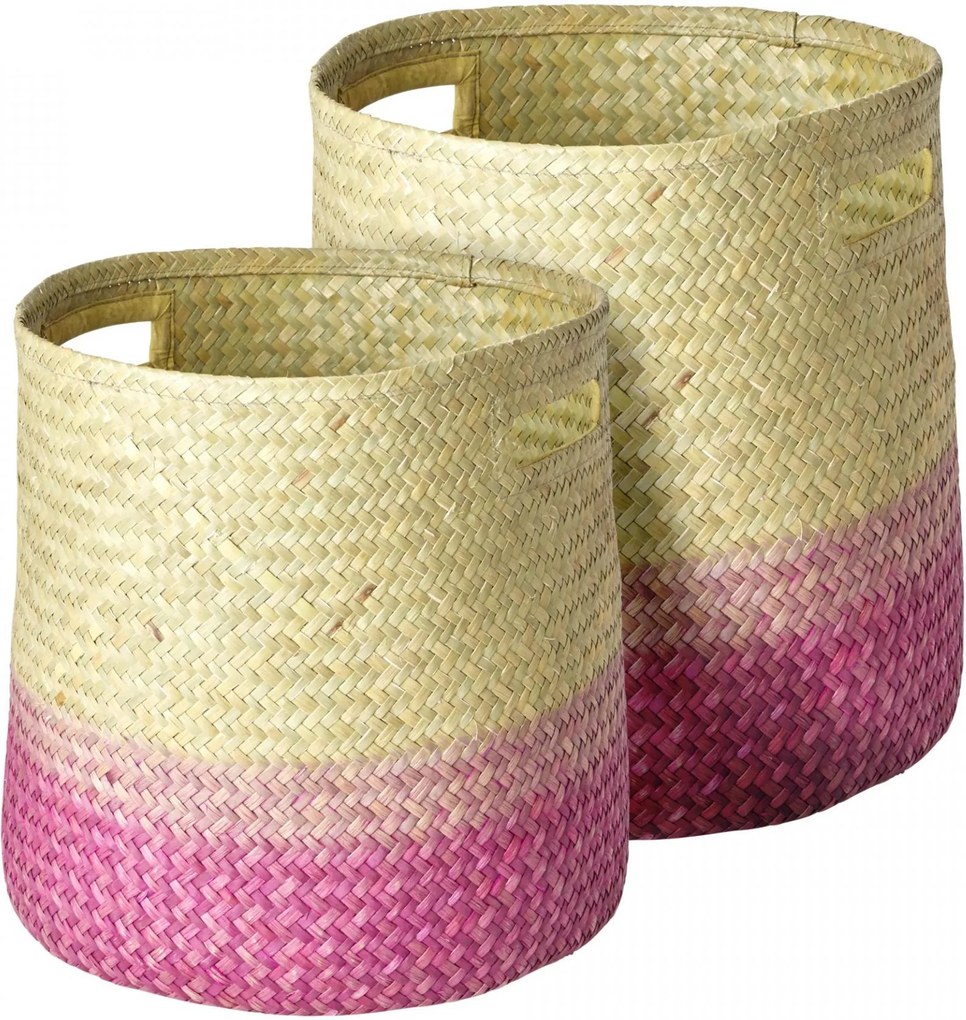 rice Úložný prepletaný kôš Raffia Gradiant Pink Menší