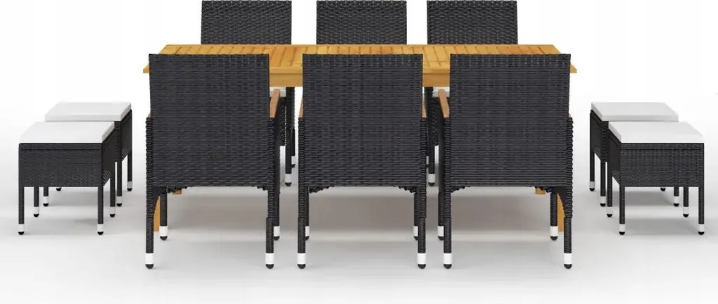 vidaXL 11-dielna sada záhradného nábytku, čierna