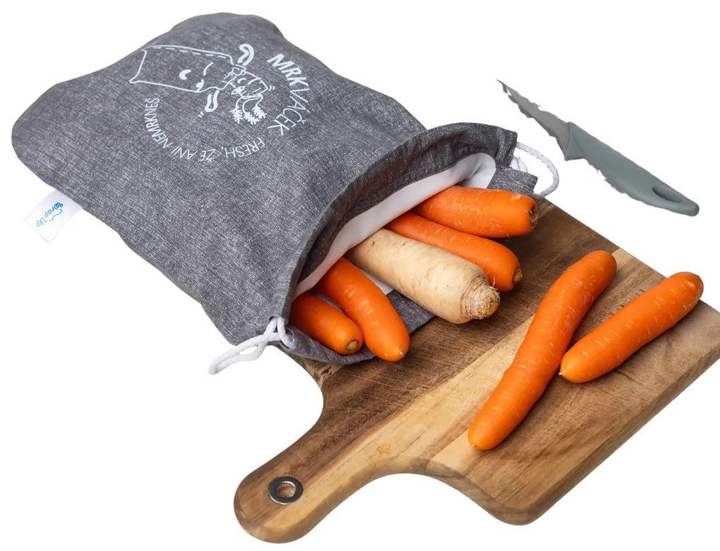 Wrap - up Funkčné vrecko MRKVÁČEK, vrecko na zeleninu (1kg), aby zostala čerstvá - mix farieb Farba: šedá