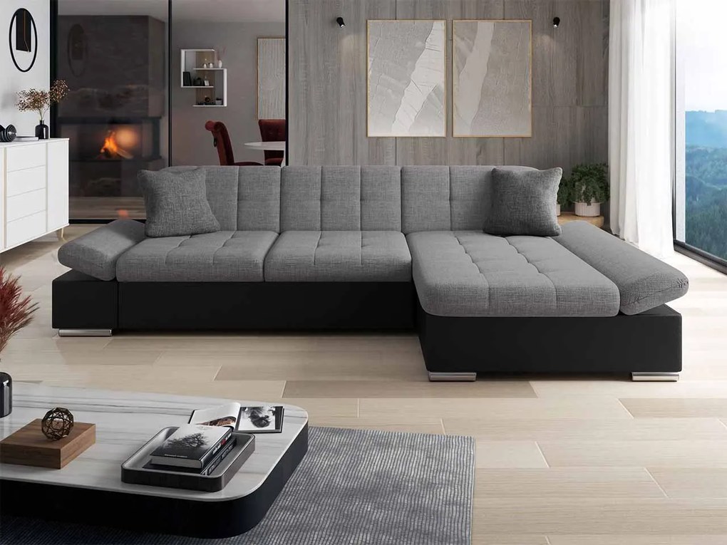 Rohová sedacia súprava Magnir, Dostupné poťahy: ekokoža Soft 017 + Lux 06 + Lux 05, Strana: pravá