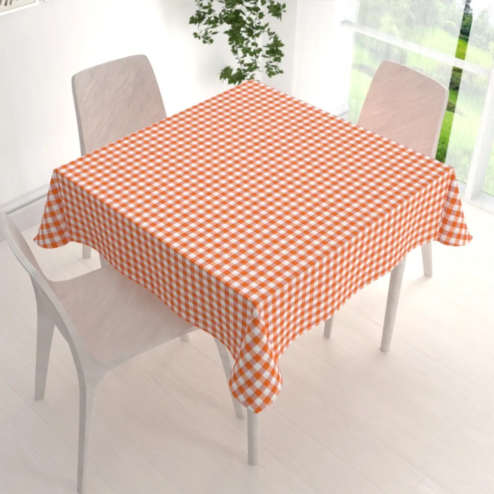 Biante Dekoračný štvorcový obrus Rebeka RE-005 Oranžovo-biela kocka stredná 100x100 cm