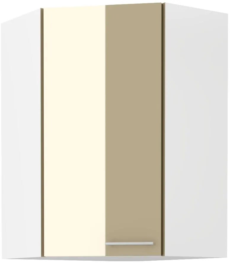 Horná rohová kuchynská skrinka Lavera 60x60 GN-90 1F (45°) (korpus: biela + front: lesk cappucino). Vlastná spoľahlivá doprava až k Vám domov. 1134553