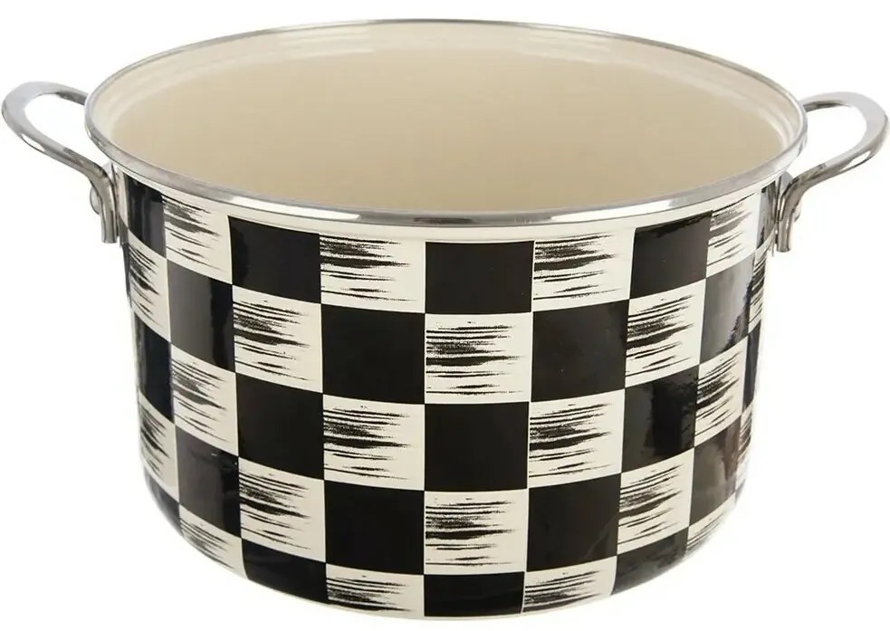 Hrniec smalt ŠACHOVNICA Lem 6,5 l , pr. 26 cm