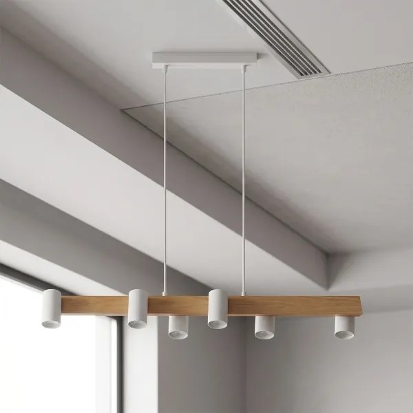 Brilagi - Závesný luster SELE 6xGU10/30W/230V biela/dubový dekor