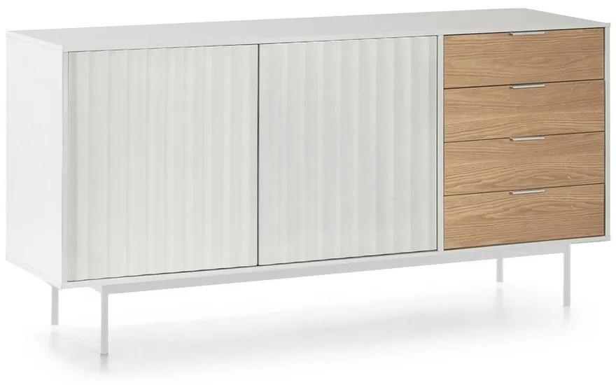 Nízka komoda v dekore duba v bielo-prírodnej farbe 159x80 cm Sierra – Teulat