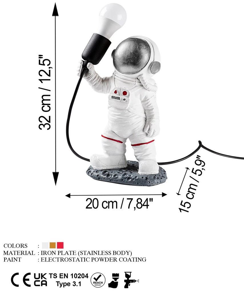 Stolná lampa Astronaut strieborná/biela