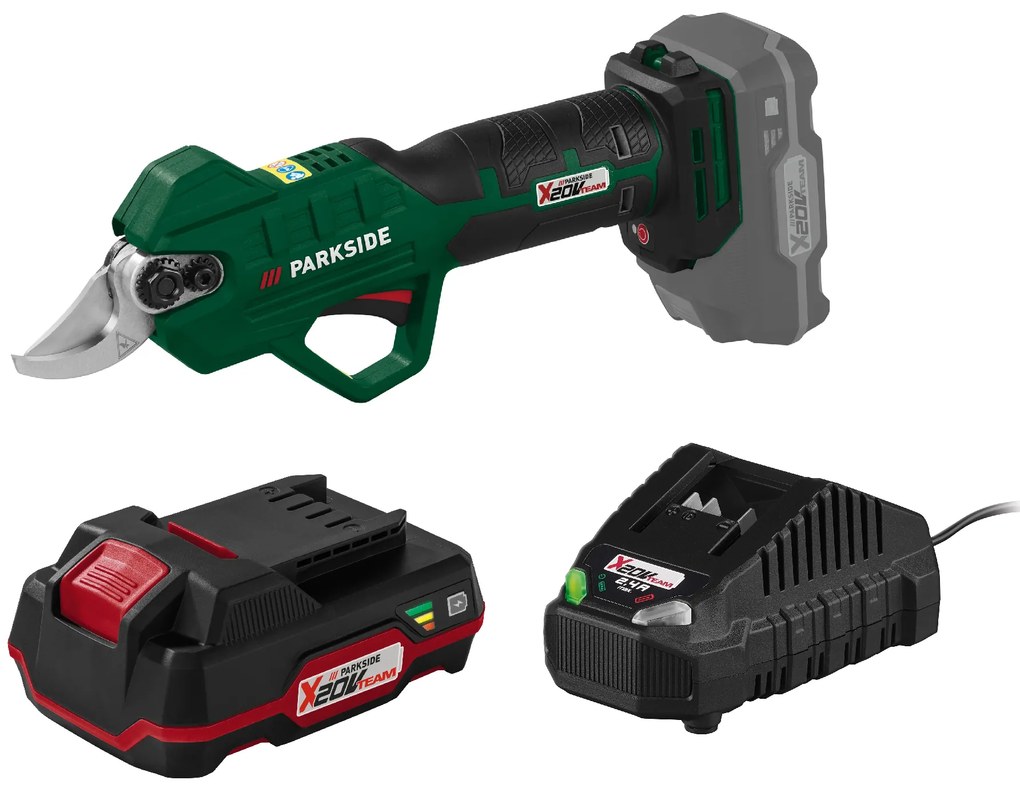 Parkside® Aku nožnice na konáre Paas 20-Li B1 + Akumulátor 20 V/2 Ah PAP 20 B1 + Nabíjačka na akumulátor 20 V/2,4 A PLG 20 C1 (800011209)