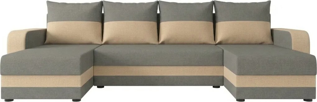Rozkladacia sedacia súprava do U VALERIO 305x140 cm, svetlosivá/béžová