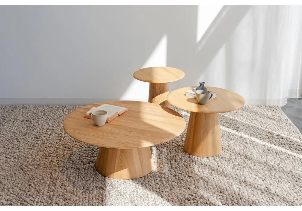 Okrúhly konferenčný stolík z dubového dreva v prírodnej farbe ø 80 cm Mushroom – Gazzda