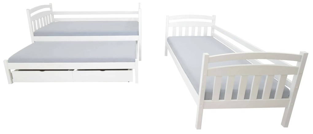 Wilsondo Poschodová posteľ s prístelkou Petra 1 200x90 - biela