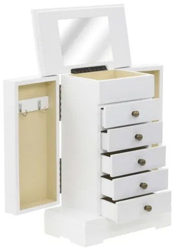 vidaXL Skrinka na šperky so zrkadlom, MDF, 25 x 13,5 x 34 cm-