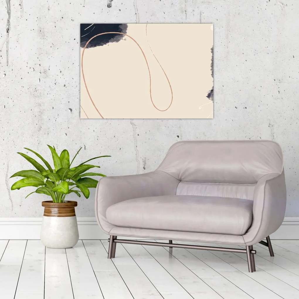 Sklenený obraz - Béžová abstrakcia (70x50 cm)