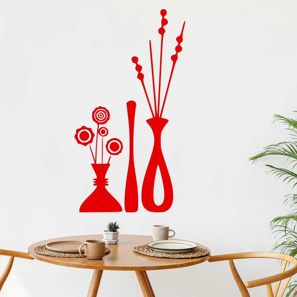 Veselá Stena Samolepka Kvety vo váze Farba: černá, Veľkosť: 60 x 32 cm