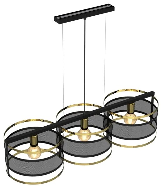 Luster na lanku RIM 3xE27/60W/230V čierna/zlatá