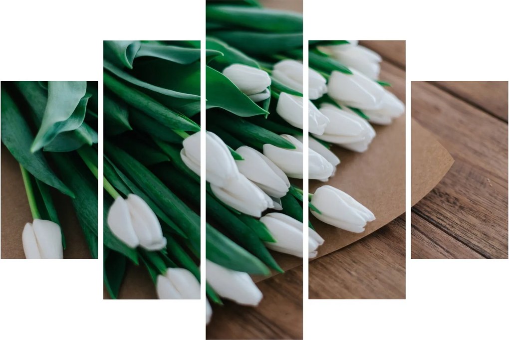 Obraz kytice bielych tulipánov (150x105 cm)