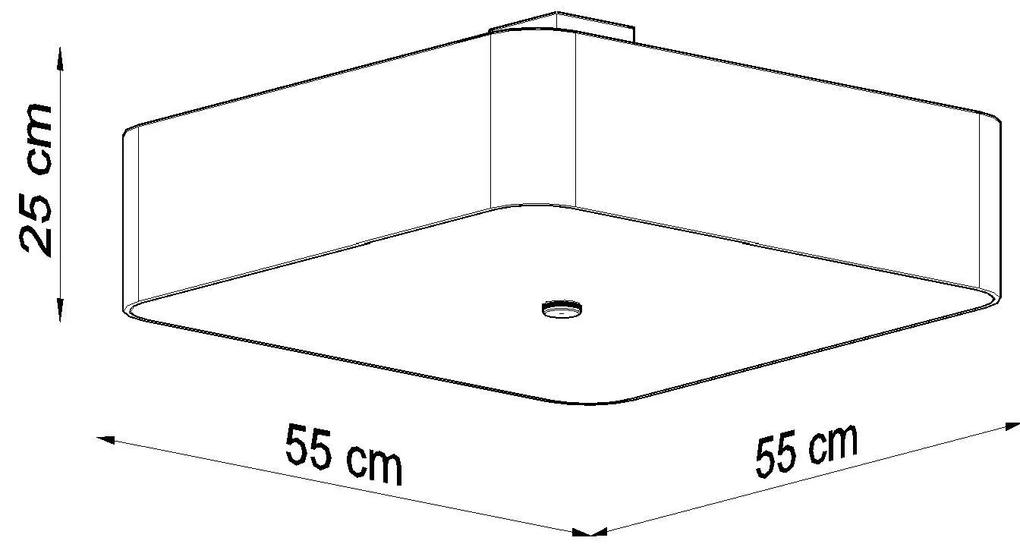 Stropné svietidlo Lokko, 1x čierne textilné tienidlo, (biele sklo), (55 cm)