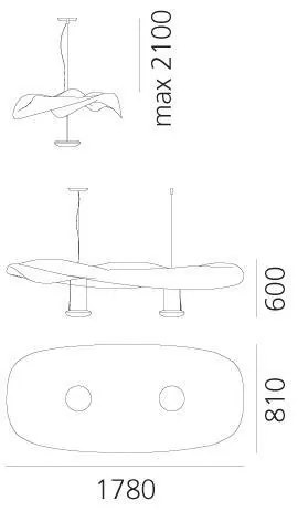 Artemide 1513010A - Luster na lanku COSMIC 2xR7s/11W/230V lesklý chróm