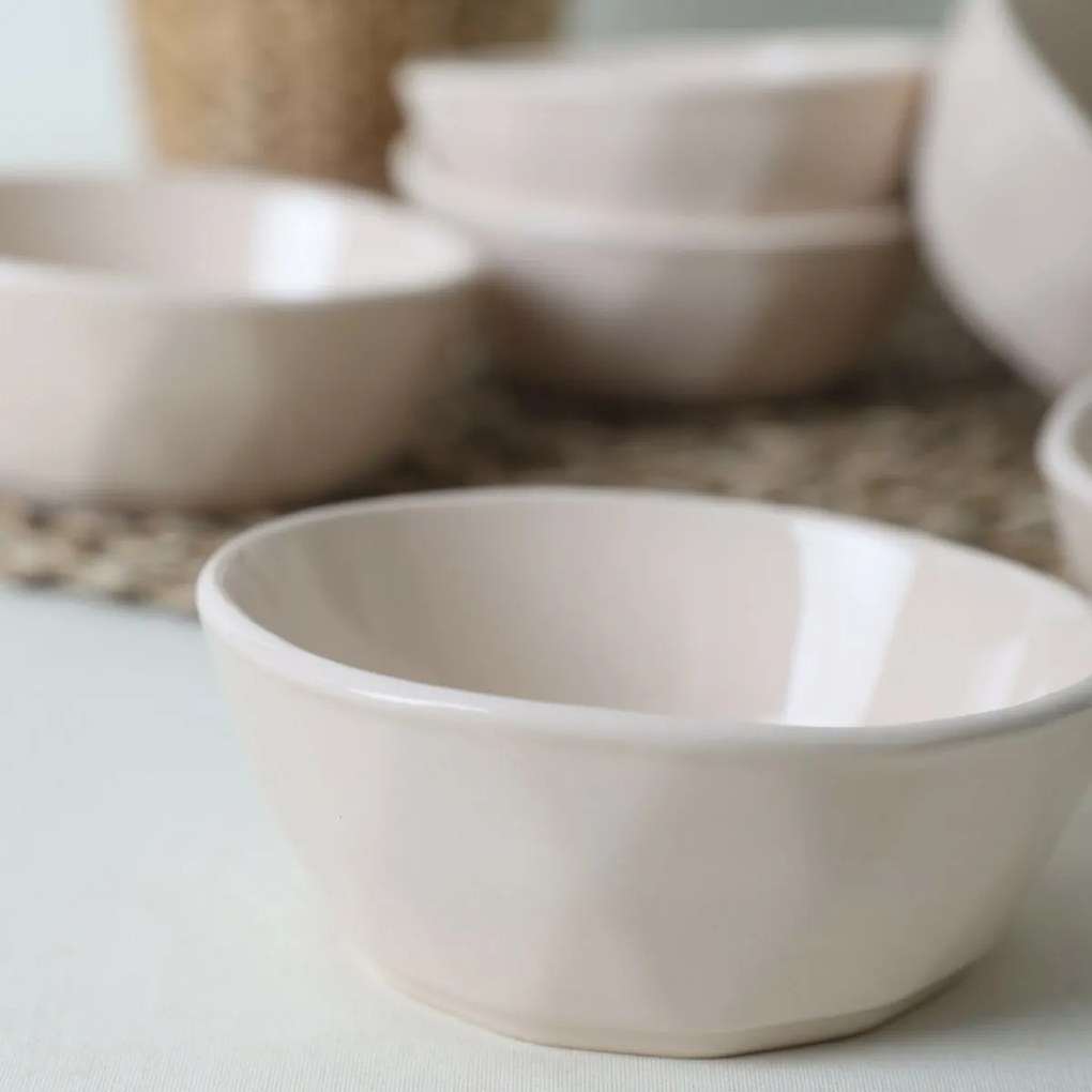 Súprava 6 kameninových misek Facetta 12 cm, béžová