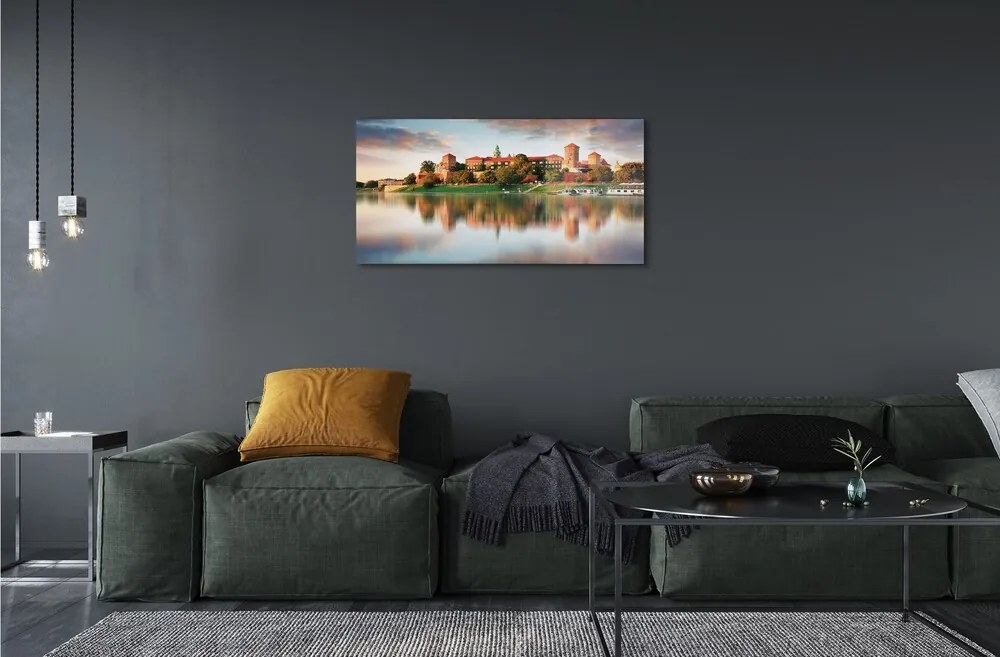 Sklenený obraz Krakow hrad rieka 120x60 cm