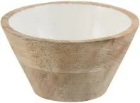 Drevená miska s bielym smaltovaným vnútrom Enamell small - ∅ 10 * 5,5 cm