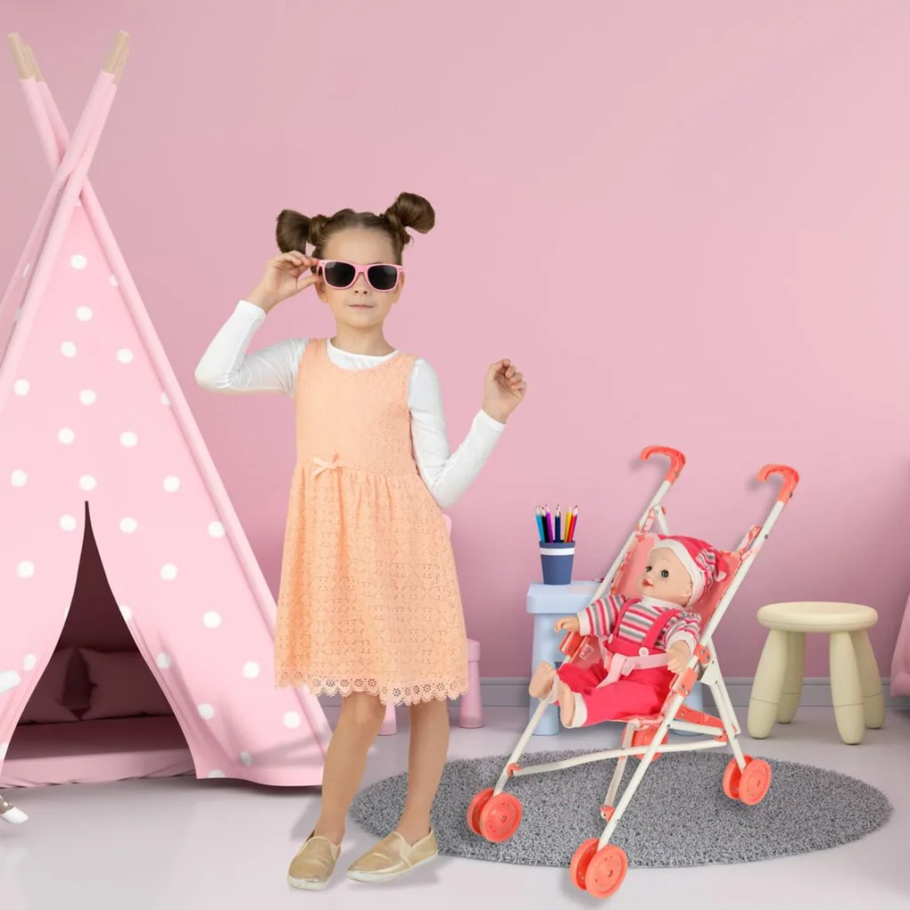KIK Baby Annabell skladací kočík pre bábiku, ružový