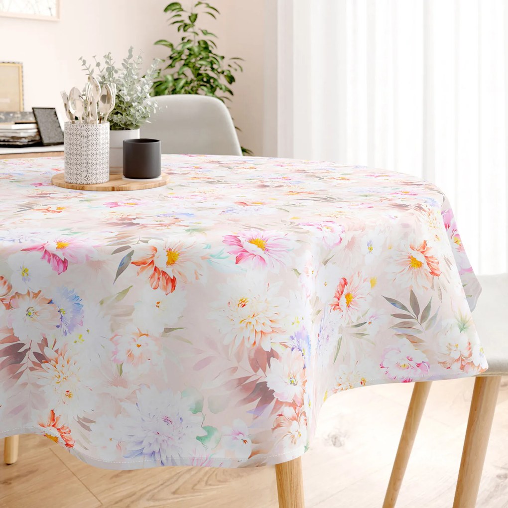 Goldea okrúhly obrus 100% bavlnené plátno deluxe - divoké kvety Ø 120 cm