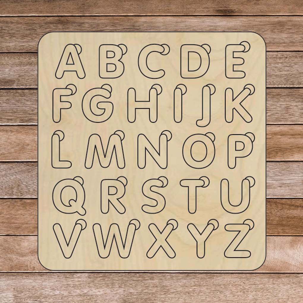 Drevená montessori vkladačka pre deti - ABECEDA | SENTOP H012: Rozmer 30 x 30 cm 4129-63603 H012