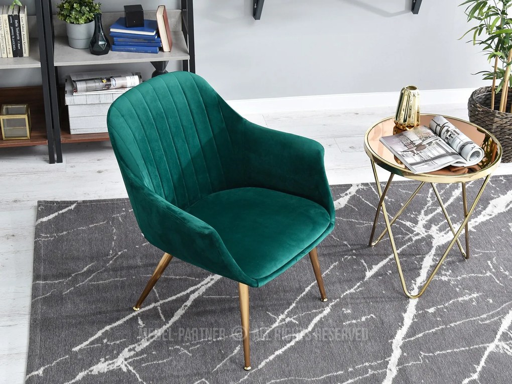 Kreslo Osmol F (zelená + zlatá). Akcia -15%. Vlastná spoľahlivá doprava až k Vám domov. 1110368