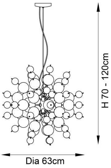 Endon 81583 - Luster na lanku JOULES 9xE14/7W/230V lesklý chróm/dymová
