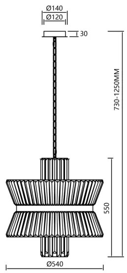 Luster na reťazi AURELIA 12xE14/40W/230V zlatá