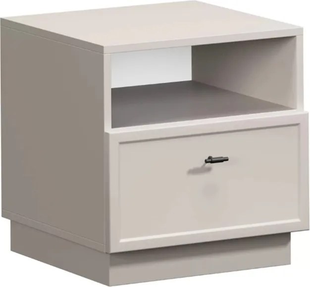 Nočný stolík so zásuvkou Lorini 45 cm - kašmír / čierne úchytky T-bar