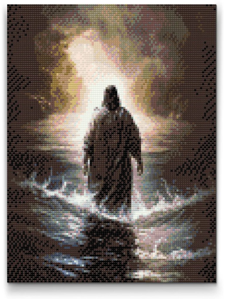 Gario Diamantové maľovanie Ježiš, chôdza po vode Rozmery: 30 x 40 cm, Rámovanie: S vnútorným rámom, Diamanty: Štvorcové