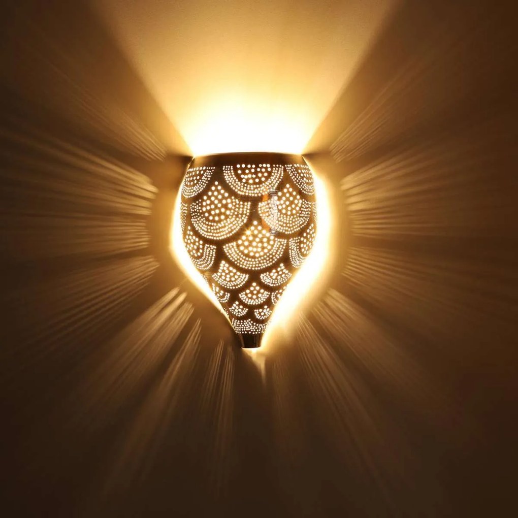 Marocká strieborná nástenná lampa Nadim