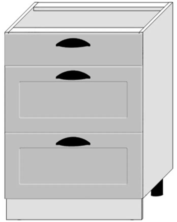 Kuchynská skrinka Adele D60s/3 Šedá Mat/Biely