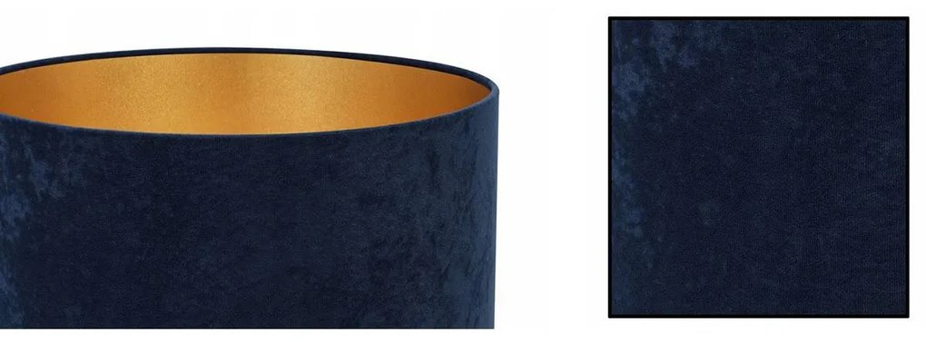 Závesné svietidlo Mediolan, 1x tmavomodré/zlaté textilné tienidlo, (fi 35cm)
