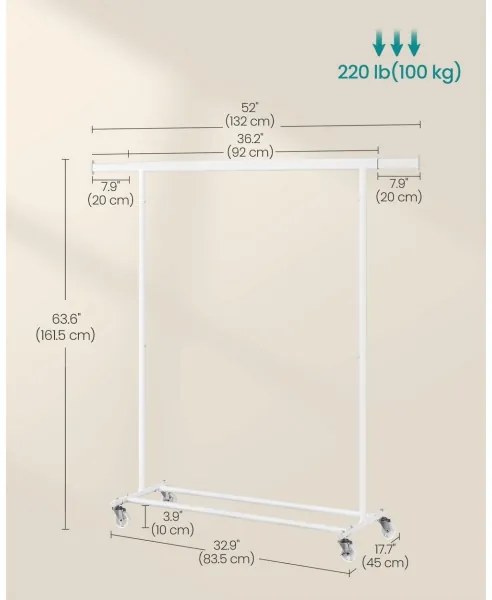 Mobilný stojanový vešiak LINEA biely