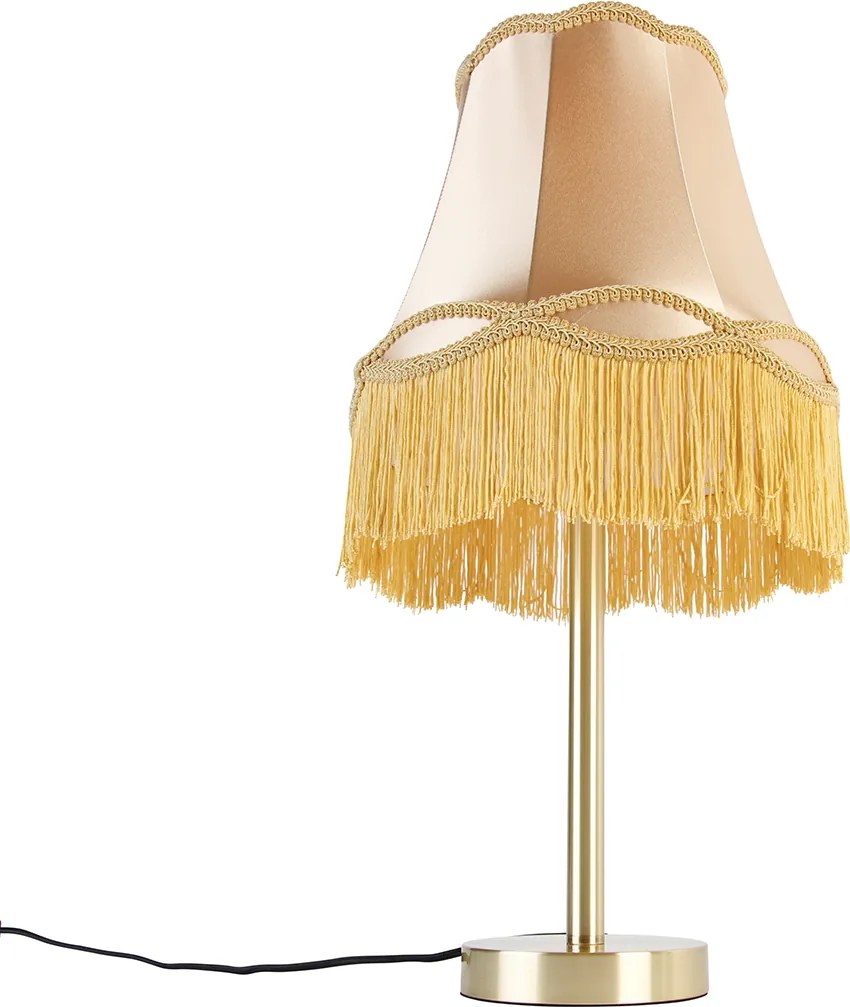 Klasická stolná lampa mosadz s tienidlom Granny zlatá 30 cm - Simplo