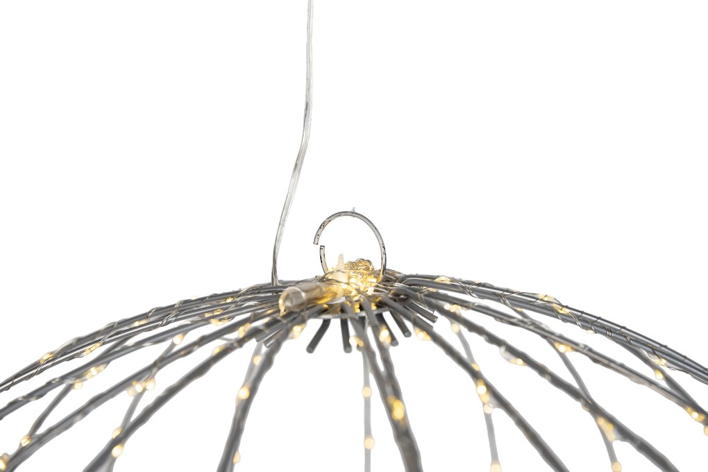 Vianočná závesná lampa guľa biela 60 cm vrátane LED s časovačom IP44 - Nobi