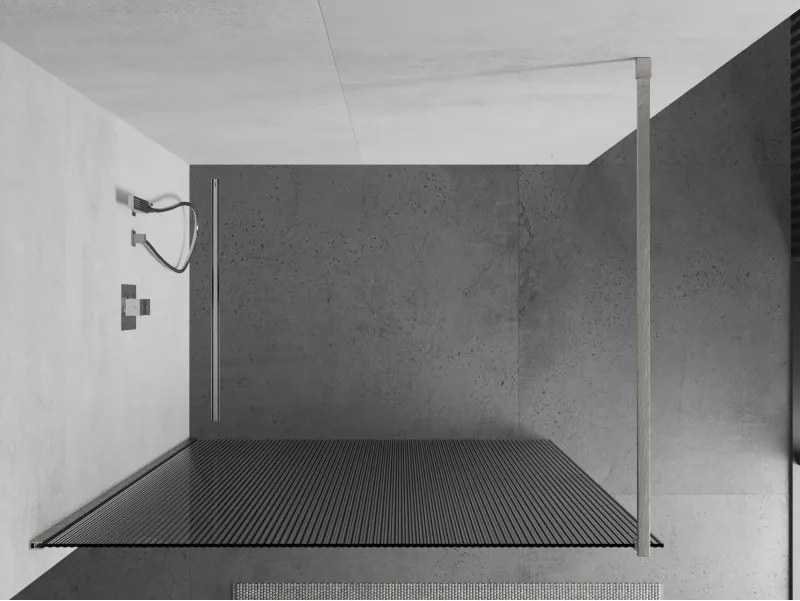 Mexen Kioto, sprchová zástena Walk-In 100 x 200 cm, 8mm sklo s rebrovým vzorom, brúsená oceľ profil, 800-100-101-97-09