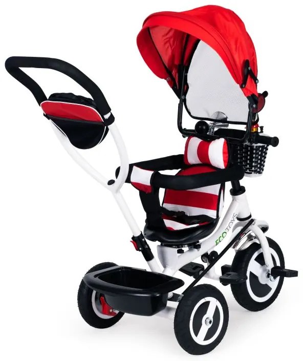Trojkolka, kočík červenej farby Ecotoys