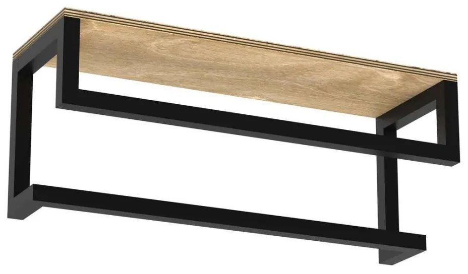 Nástenný vešiak na uteráky s poličkou 14x40 cm čierna