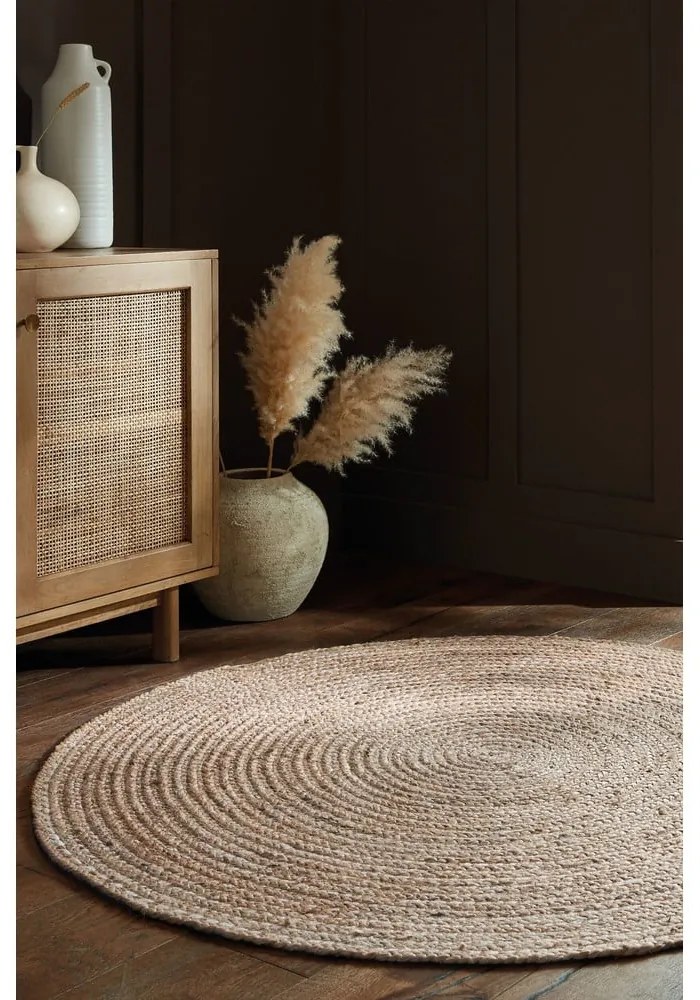 Jutový okrúhly koberec v prírodnej farbe ø 133 cm Capri – Flair Rugs