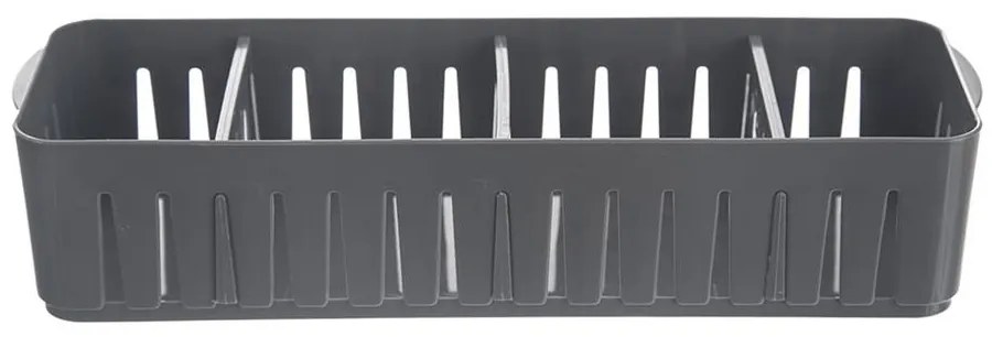 Úložný box s priehradkami, stohovateľný, sivý, NIKI (4 priehradky), 32 x 10 x 7 cm