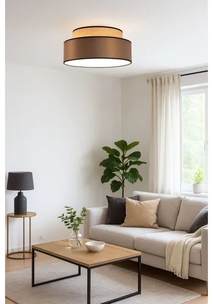 Stropné svietidlo GRACE 1xE27/60W/230V pr. 40 cm béžová/hnedá