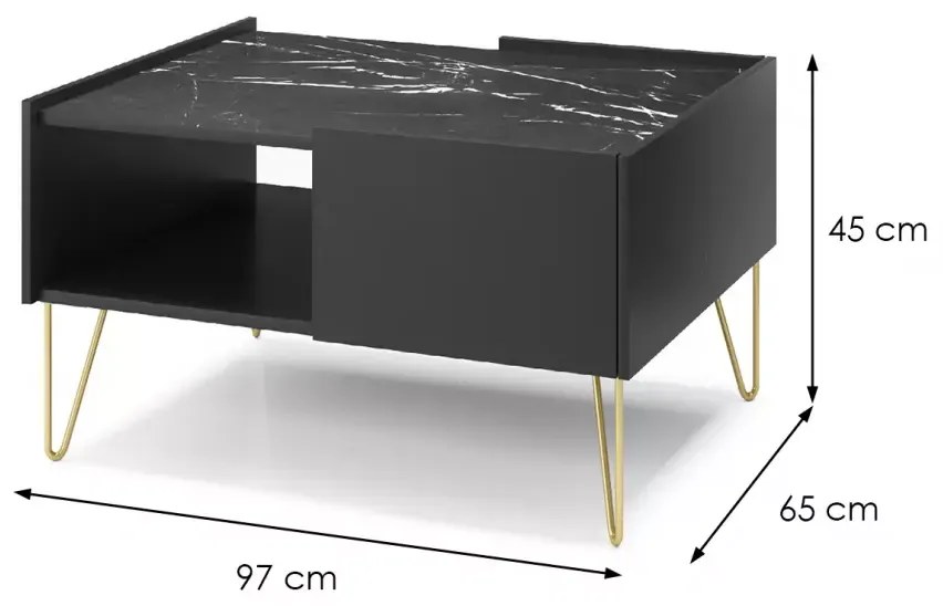 Konferenční stolek Harmony Va 97 cm černý/černý mramor