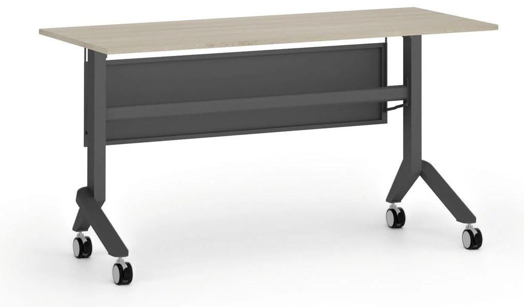 Mobilný stôl PRIMO MOVE, 140x60 cm, čierna podnož, dub prírodný