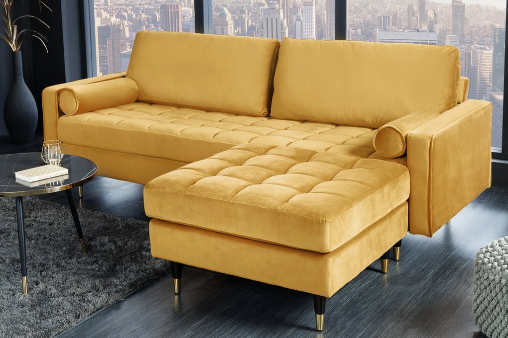 Taburetka Velvet Cozy 80cm horčicovo žltý zamat
