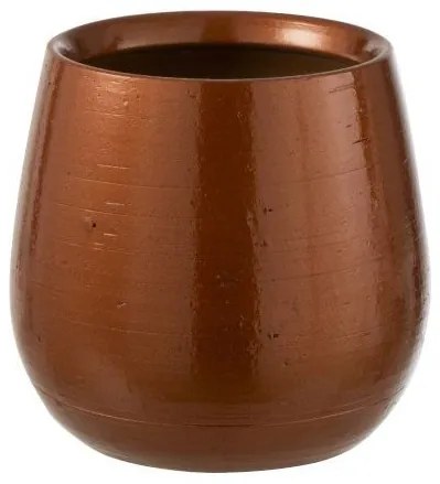 Medený keramický obal na kvetináč Shiny copper M - Ø 22 * ​​19 cm